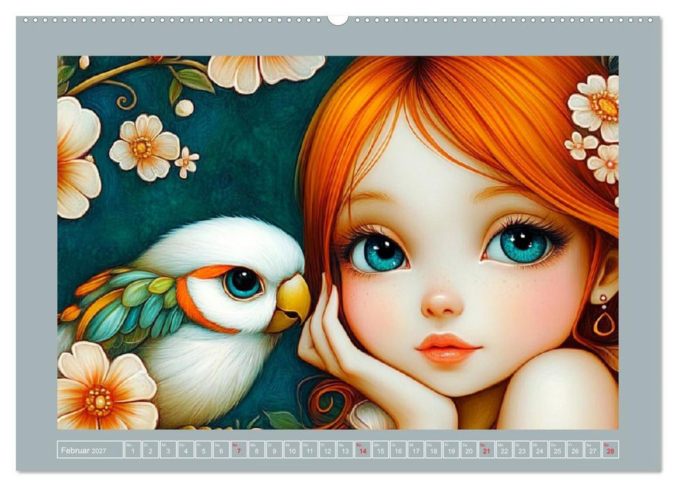 Verträumte Mädchen. Tiere, Blumen, Liebe. (CALVENDO Premium Wandkalender 2027)