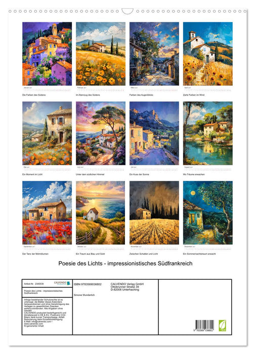 Poesie des Lichts - impressionistisches Südfrankreich (CALVENDO Wandkalender 2027)