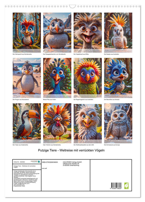 Putzige Tiere - Weltreise mit verrückten Vögeln (CALVENDO Wandkalender 2027)