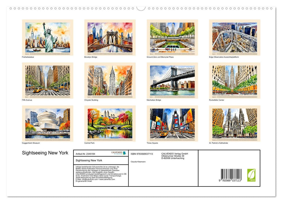 Sightseeing New York (CALVENDO Premium Wandkalender 2027)