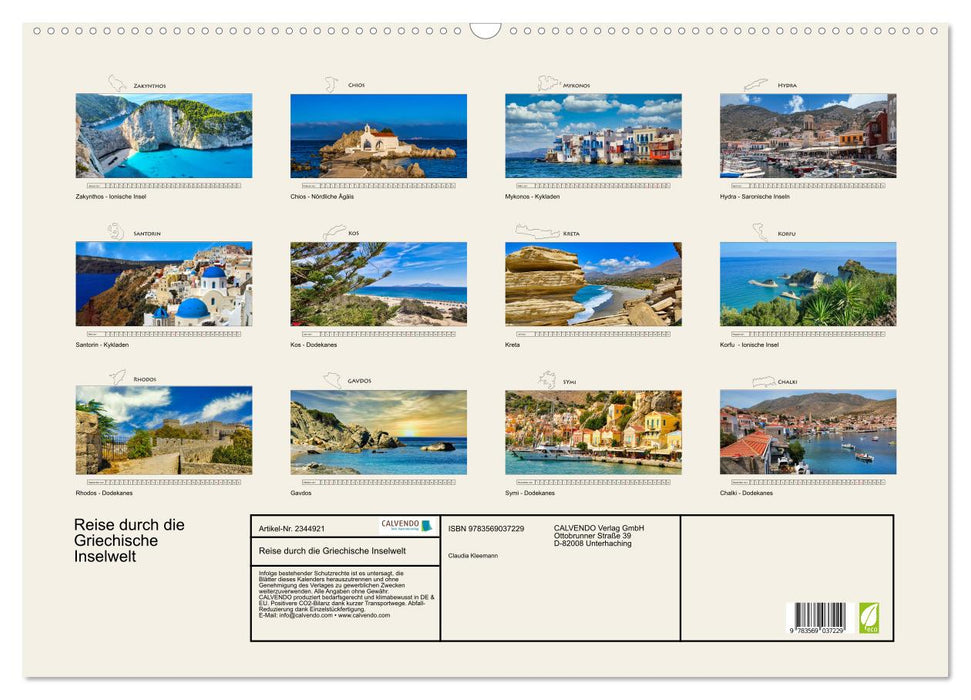 Reise durch die Griechische Inselwelt (CALVENDO Wandkalender 2027)