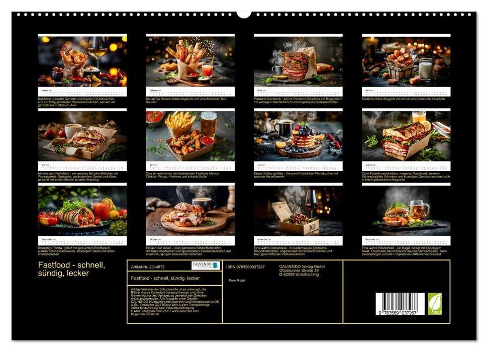 Fastfood - schnell, sündig, lecker (CALVENDO Premium Wandkalender 2027)