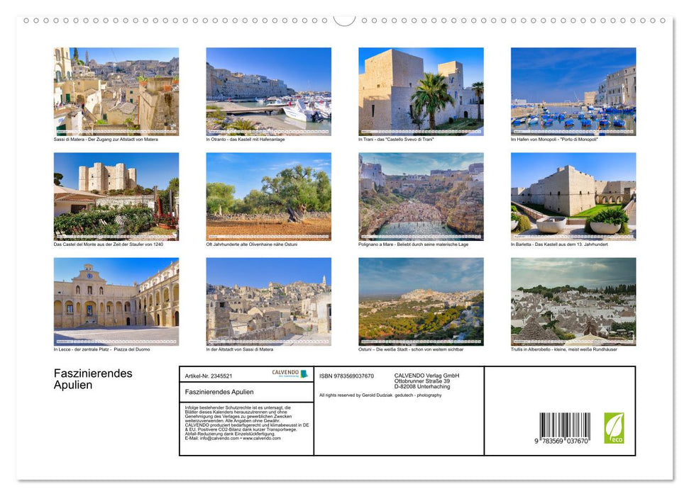 Faszinierendes Apulien (CALVENDO Premium Wandkalender 2027)