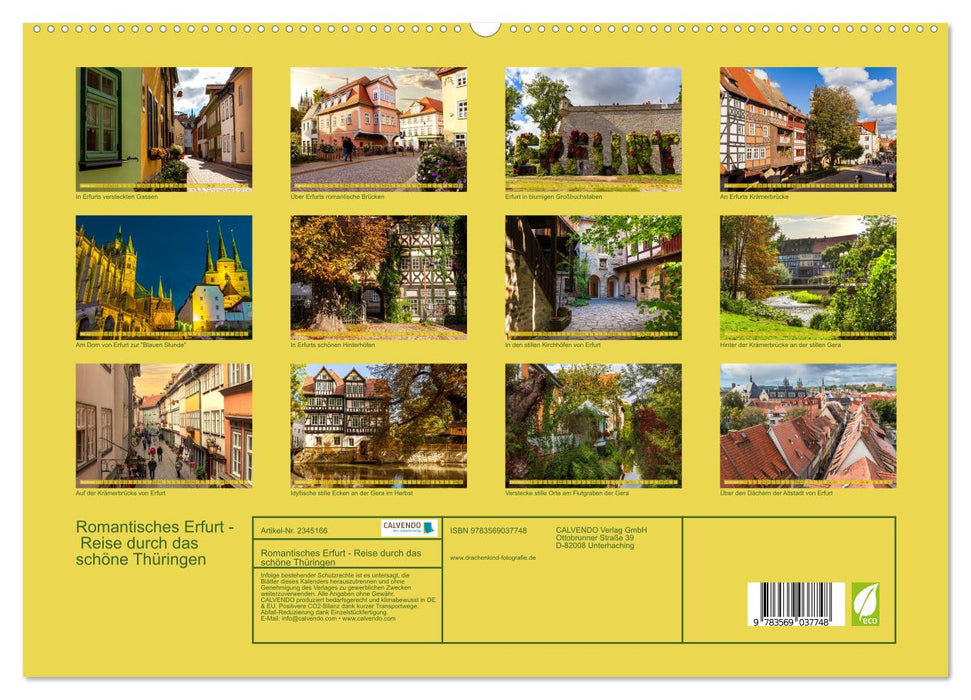 Romantisches Erfurt - Reise durch das schöne Thüringen (CALVENDO Premium Wandkalender 2027)