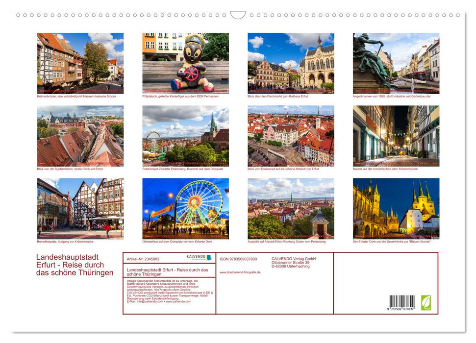 Landeshauptstadt Erfurt - Reise durch das schöne Thüringen (CALVENDO Wandkalender 2027)