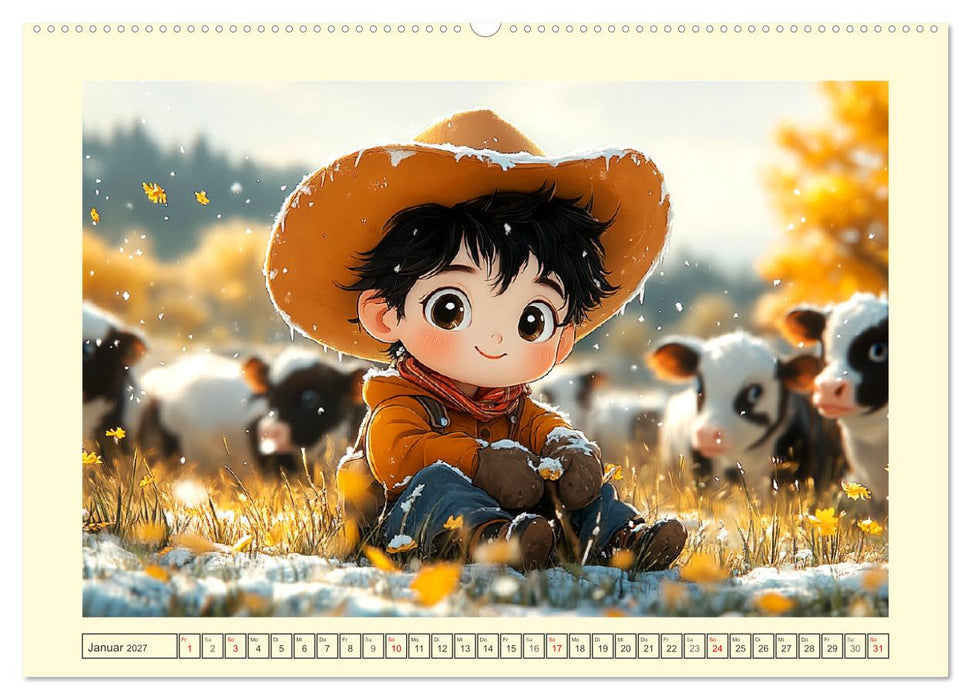 Kleine Farmer. Niedliche Jungs mit ihren tierischen Freunden (CALVENDO Wandkalender 2027)