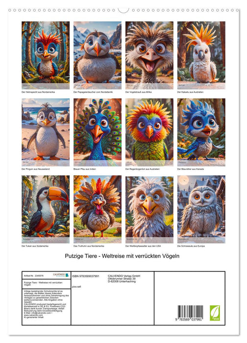 Putzige Tiere - Weltreise mit verrückten Vögeln (CALVENDO Premium Wandkalender 2027)