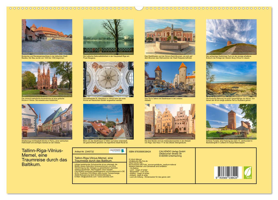 Tallinn-Riga-Vilnius-Memel, eine Traumreise durch das Baltikum. (CALVENDO Premium Wandkalender 2027)