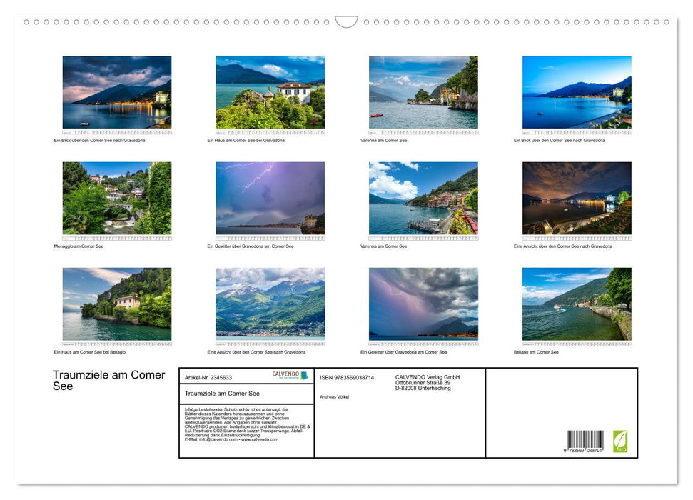 Traumziele am Comer See (CALVENDO Wandkalender 2027)
