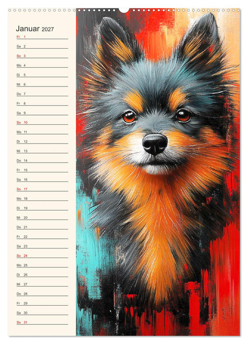 Hundegesichter. Kunstvolle Hundeportraits im modernen Painting-Stil (CALVENDO Premium Wandkalender 2027)