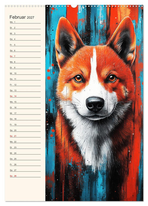 Hundegesichter. Kunstvolle Hundeportraits im modernen Painting-Stil (CALVENDO Premium Wandkalender 2027)