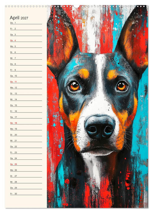 Hundegesichter. Kunstvolle Hundeportraits im modernen Painting-Stil (CALVENDO Premium Wandkalender 2027)