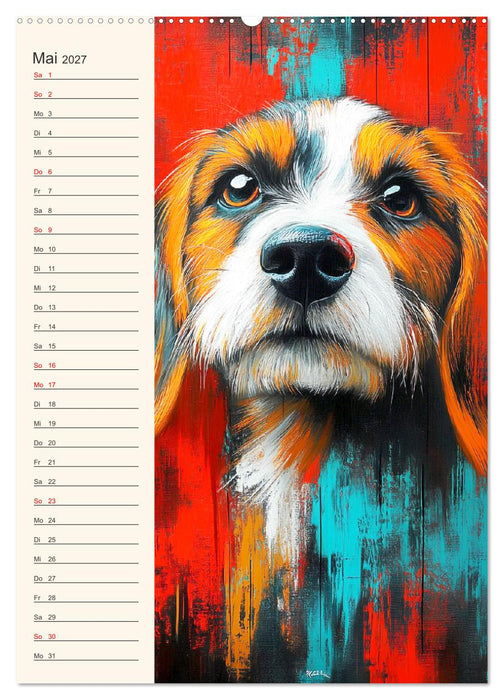 Hundegesichter. Kunstvolle Hundeportraits im modernen Painting-Stil (CALVENDO Premium Wandkalender 2027)