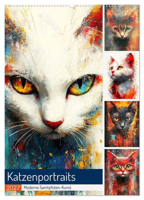 Katzenportraits. Moderne Samtpfoten-Kunst (CALVENDO Wandkalender 2027)
