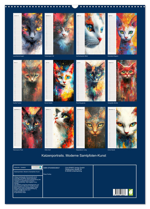 Katzenportraits. Moderne Samtpfoten-Kunst (CALVENDO Wandkalender 2027)
