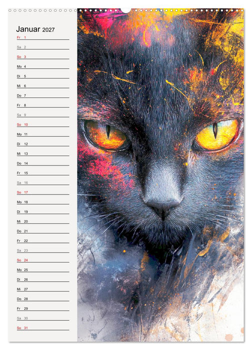 Katzenportraits. Moderne Samtpfoten-Kunst (CALVENDO Wandkalender 2027)