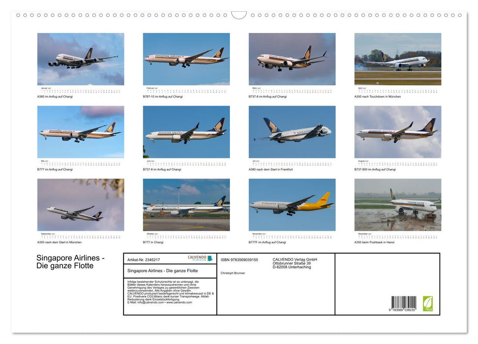 Singapore Airlines - Die ganze Flotte (CALVENDO Wandkalender 2027)