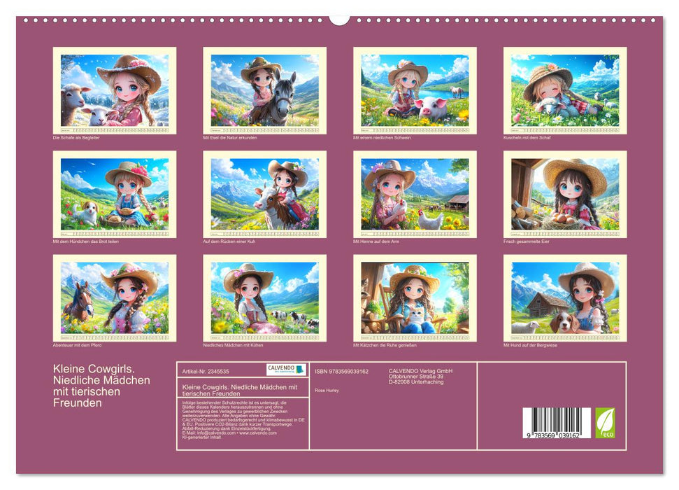 Kleine Cowgirls. Niedliche Mädchen mit tierischen Freunden (CALVENDO Premium Wandkalender 2027)