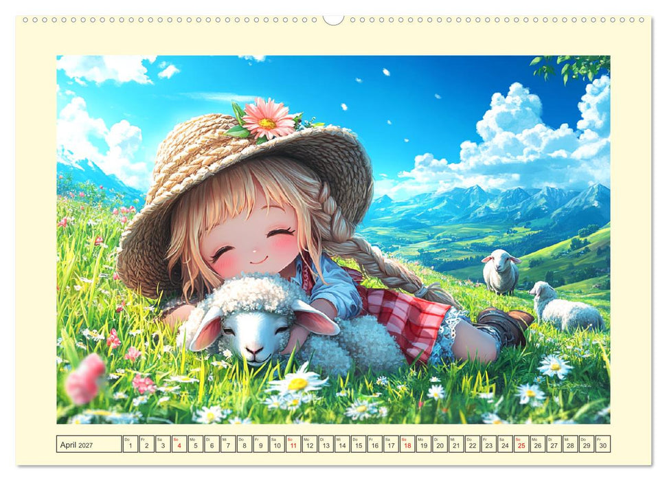 Kleine Cowgirls. Niedliche Mädchen mit tierischen Freunden (CALVENDO Premium Wandkalender 2027)