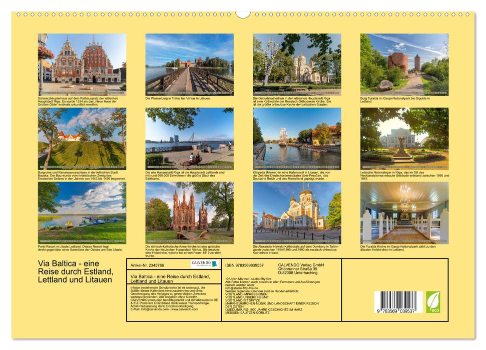 Via Baltica - eine Reise durch Estland, Lettland und Litauen (CALVENDO Premium Wandkalender 2027)