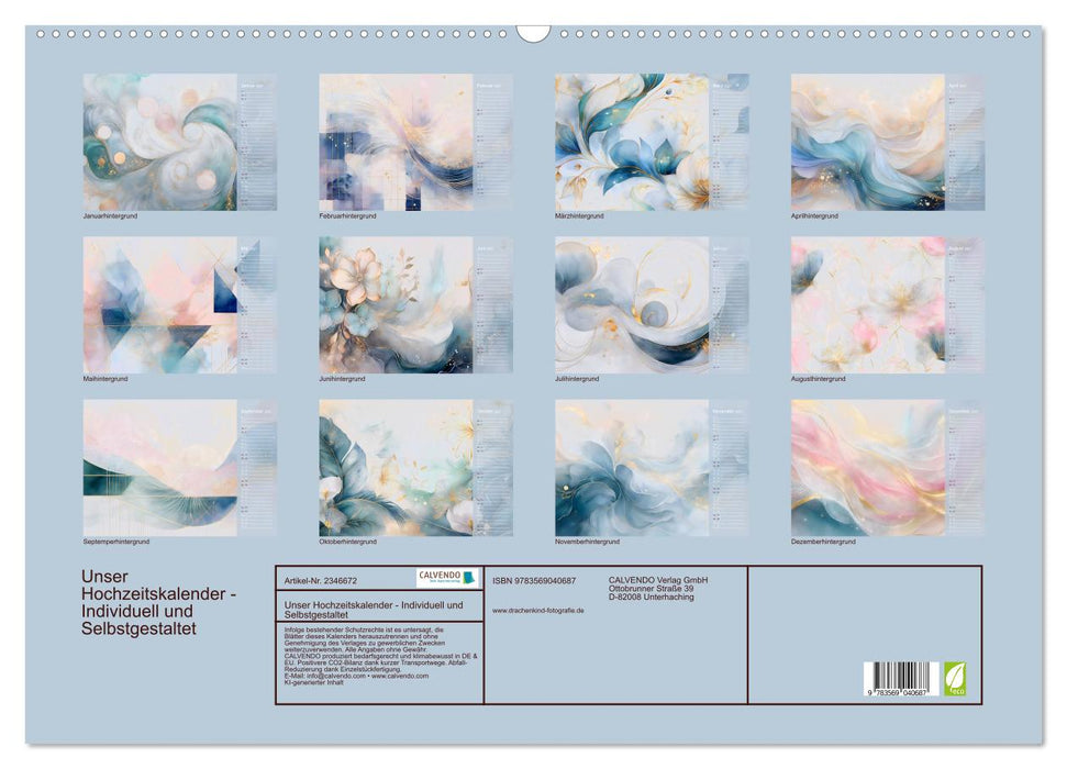Unser Hochzeitskalender - Individuell und Selbstgestaltet (CALVENDO Wandkalender 2027)