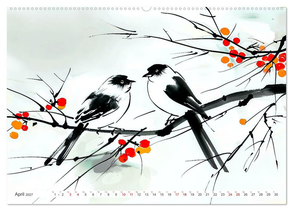 Fernost Impressionen - Tempel und Landschaften in KI-Tuschekunst (CALVENDO Wandkalender 2027)