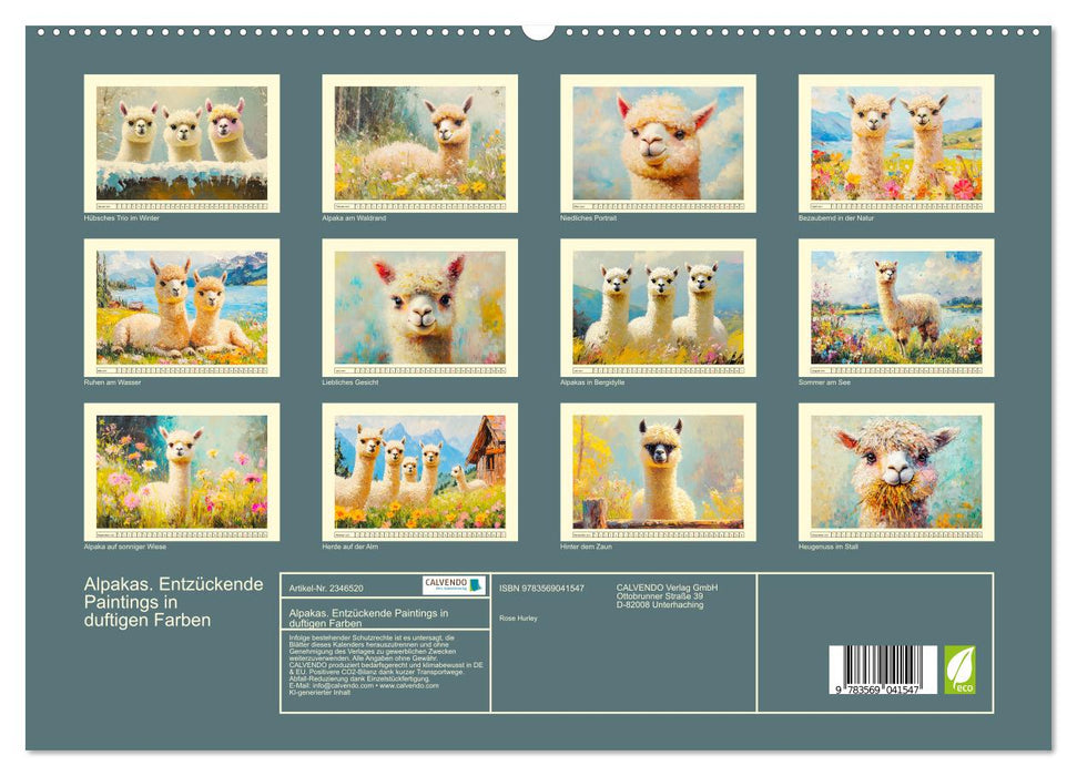Alpakas. Entzückende Paintings in duftigen Farben (CALVENDO Premium Wandkalender 2027)