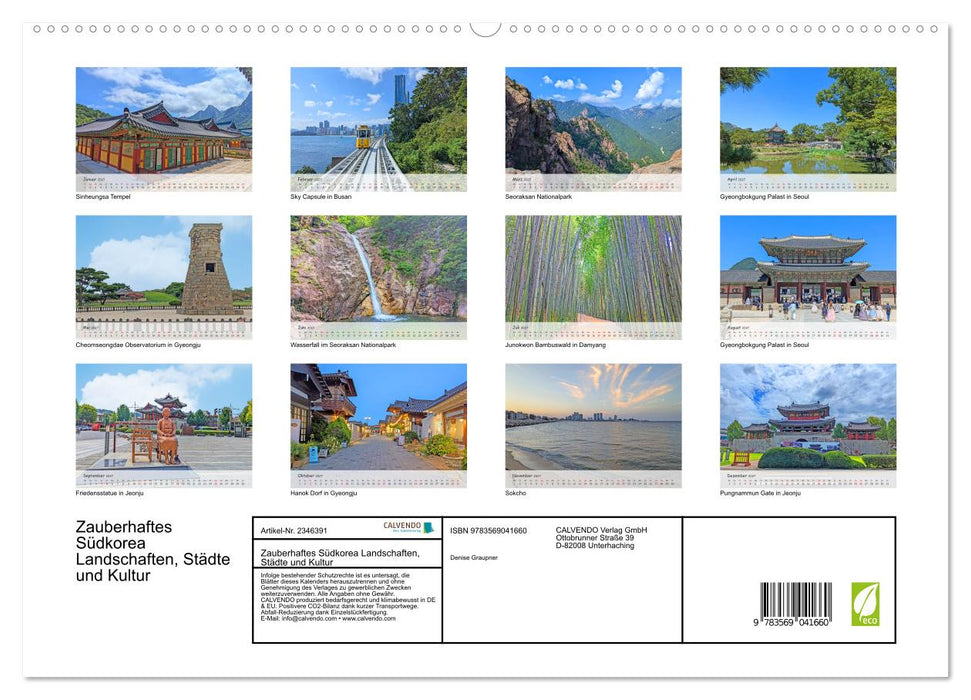 Zauberhaftes Südkorea Landschaften, Städte und Kultur (CALVENDO Premium Wandkalender 2027)