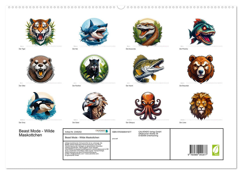 Beast Mode - Wilde Maskottchen (CALVENDO Premium Wandkalender 2027)