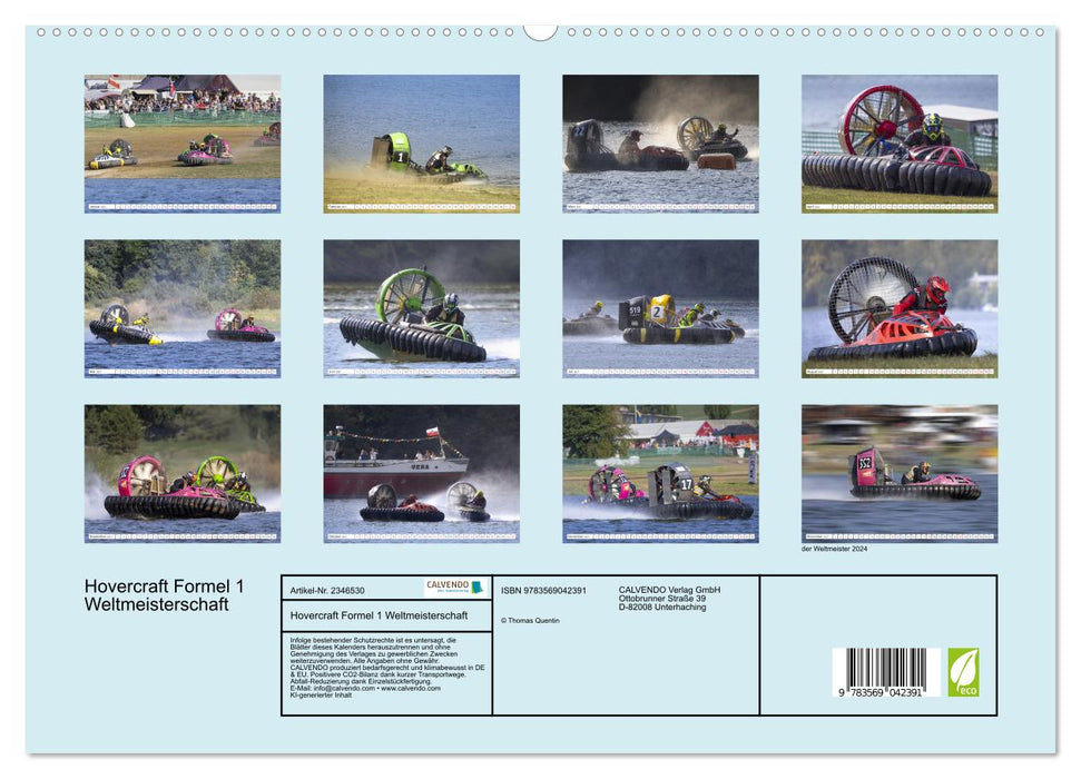 Hovercraft Formel 1 Weltmeisterschaft (CALVENDO Premium Wandkalender 2027)