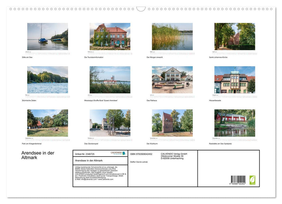 Arendsee in der Altmark (CALVENDO Wandkalender 2027)