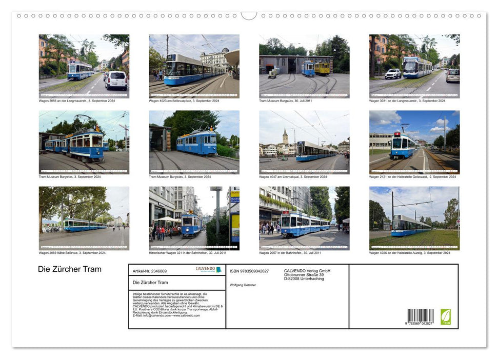 Die Zürcher Tram (CALVENDO Wandkalender 2027)