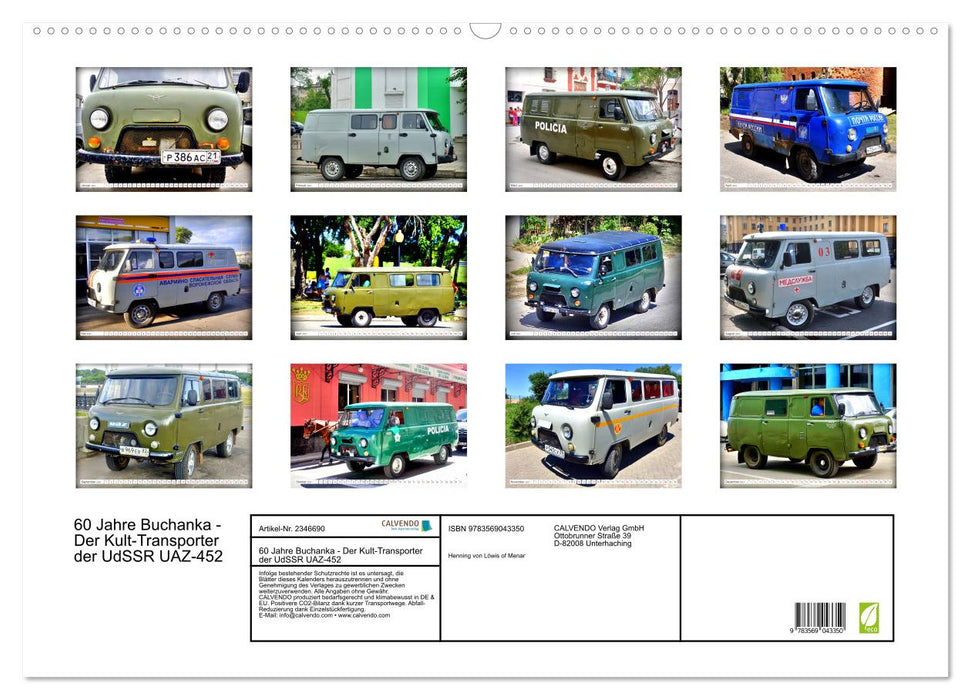 60 Jahre Buchanka - Der Kult-Transporter der UdSSR UAZ-452 (CALVENDO Wandkalender 2027)