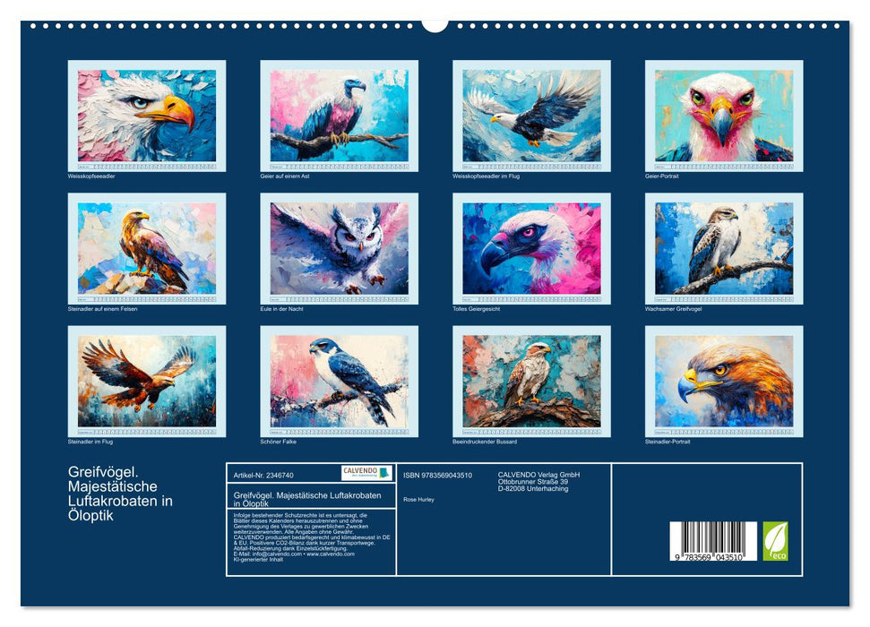 Greifvögel. Majestätische Luftakrobaten in Öloptik (CALVENDO Premium Wandkalender 2027)
