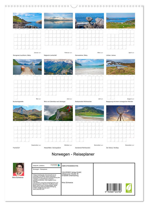 Norwegen - Reiseplaner (CALVENDO Premium Wandkalender 2027)