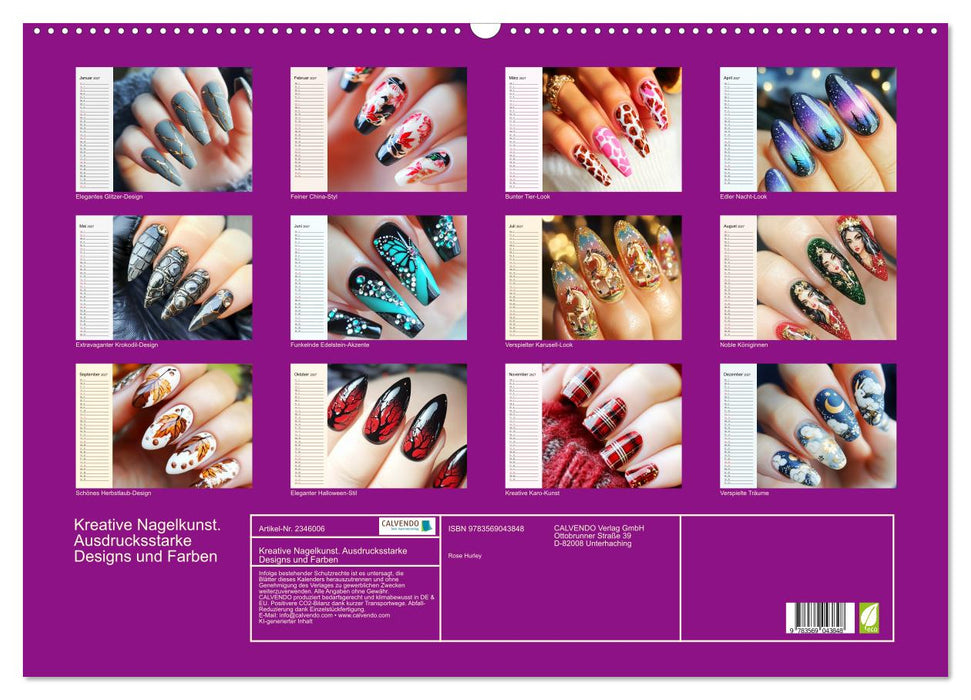 Kreative Nagelkunst. Ausdrucksstarke Designs und Farben (CALVENDO Wandkalender 2027)