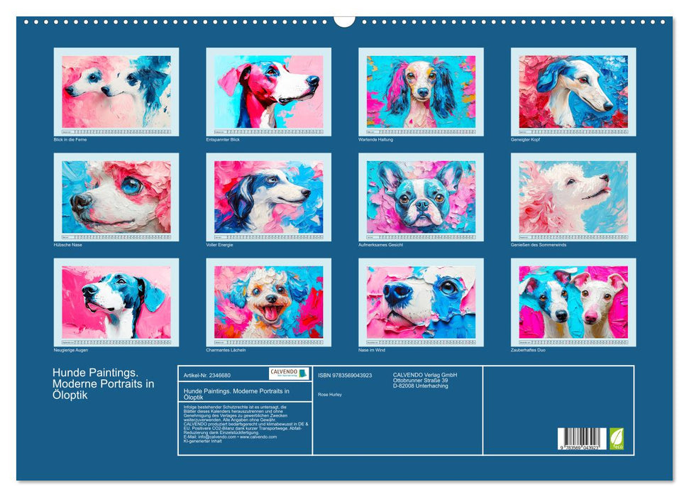 Hunde Paintings. Moderne Portraits in Öloptik (CALVENDO Wandkalender 2027)