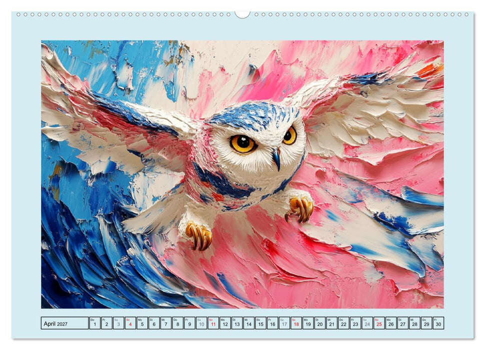 Eulen. Entzückende Paintings (CALVENDO Premium Wandkalender 2027)
