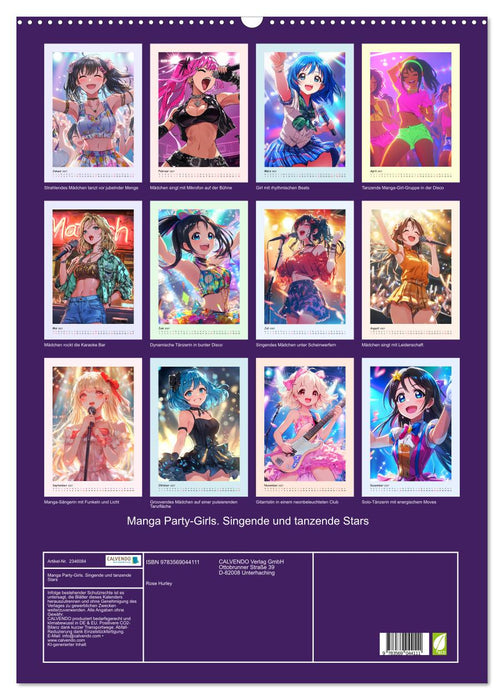 Manga Party-Girls. Singende und tanzende Stars (CALVENDO Wandkalender 2027)