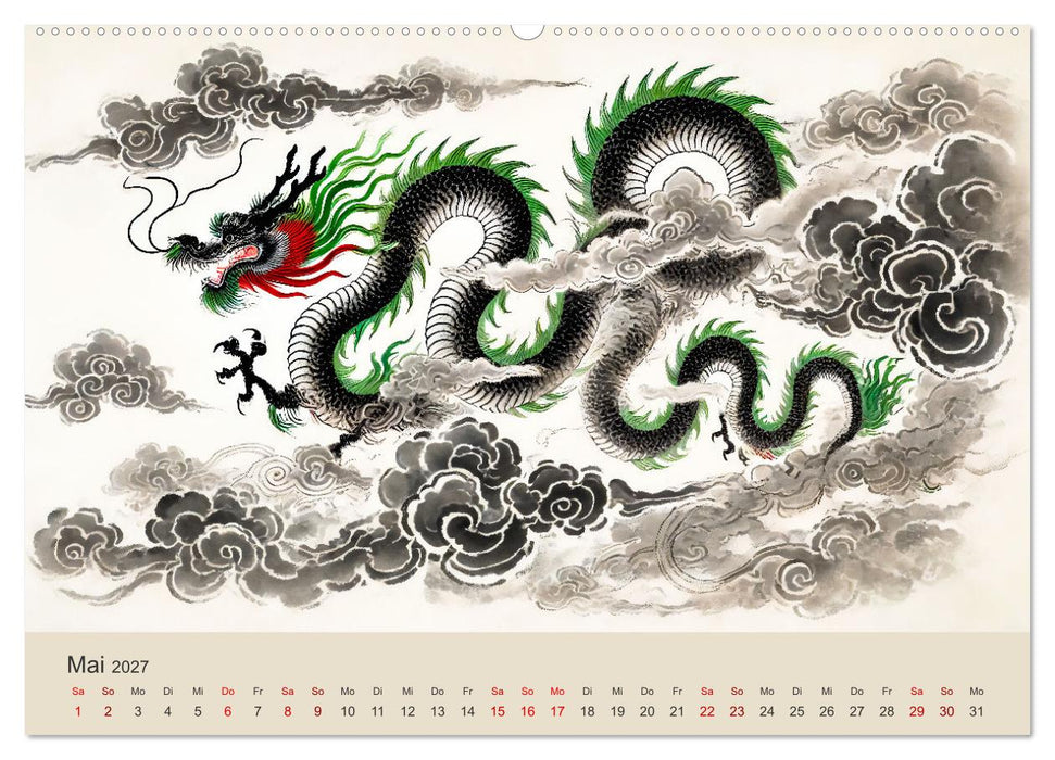 Chinesische Tierkreiszeichen - Kunstvolle KI-Tuschemalerei des Ostens (CALVENDO Wandkalender 2027)