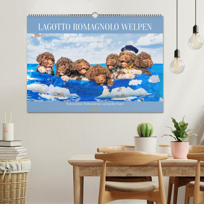 Lagotto Romagnolo Welpen - Sieben kleine Weltentdecker auf großer Fahrt (CALVENDO Wandkalender 2027)