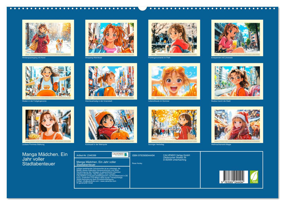 Manga Mädchen. Ein Jahr voller Stadtabenteuer (CALVENDO Premium Wandkalender 2027)