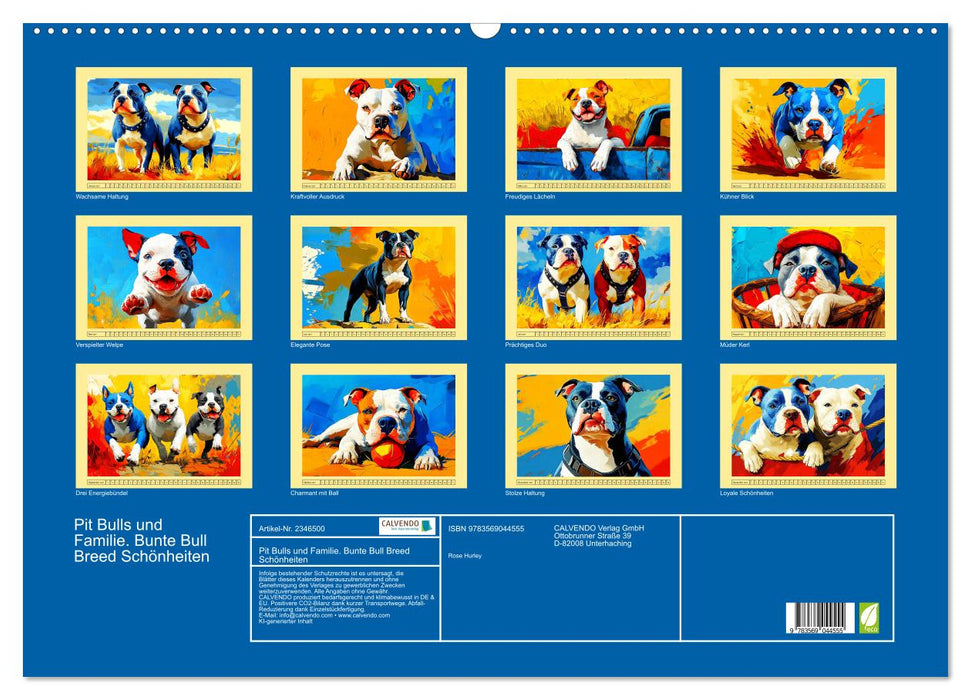 Pit Bulls und Familie. Bunte Bull Breed Schönheiten (CALVENDO Wandkalender 2027)