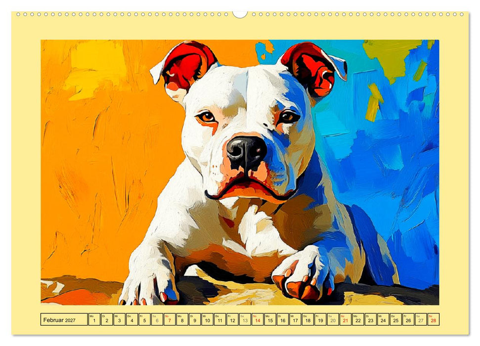 Pit Bulls und Familie. Bunte Bull Breed Schönheiten (CALVENDO Wandkalender 2027)