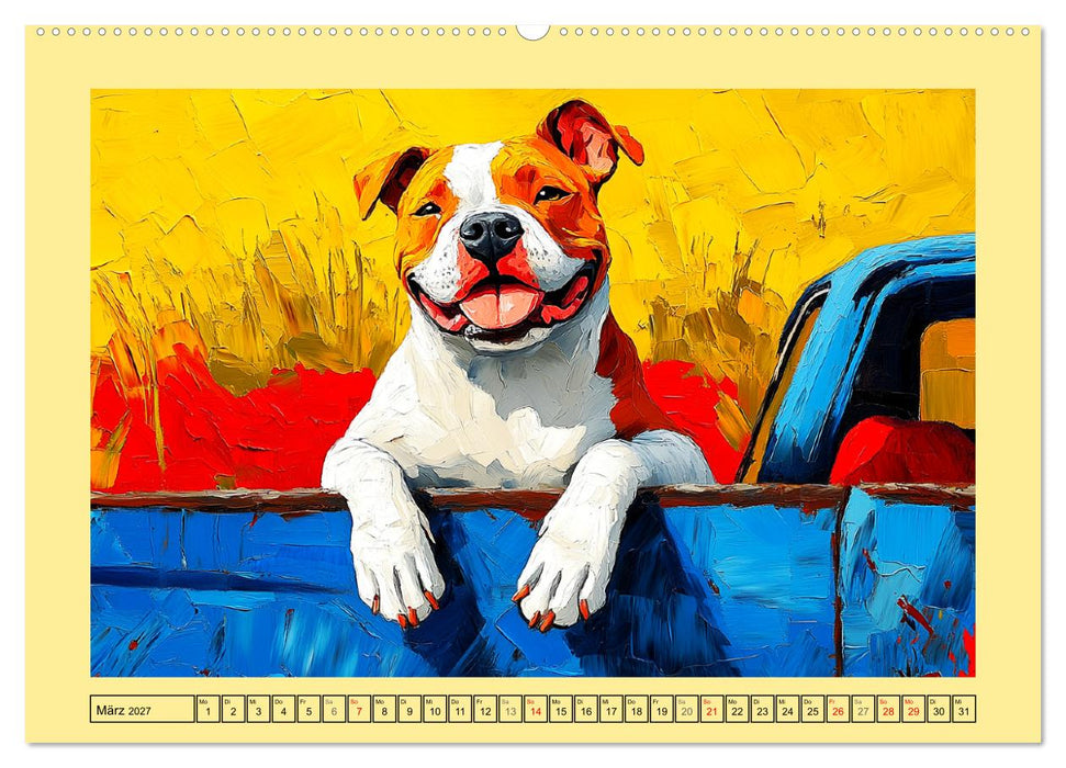 Pit Bulls und Familie. Bunte Bull Breed Schönheiten (CALVENDO Wandkalender 2027)