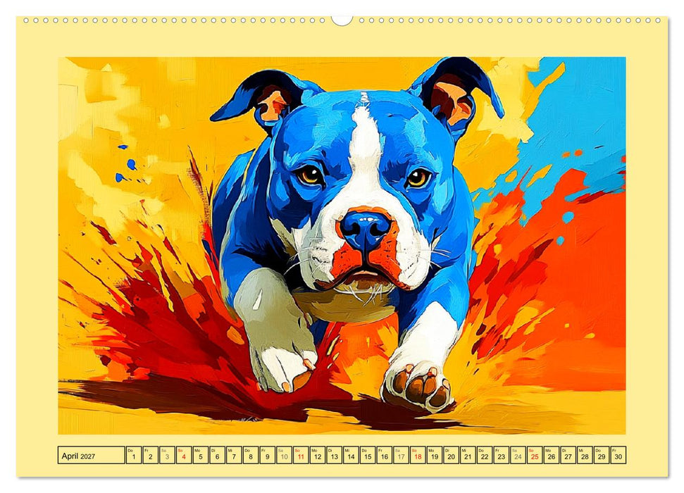 Pit Bulls und Familie. Bunte Bull Breed Schönheiten (CALVENDO Wandkalender 2027)