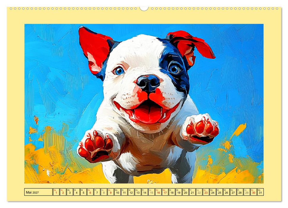 Pit Bulls und Familie. Bunte Bull Breed Schönheiten (CALVENDO Wandkalender 2027)