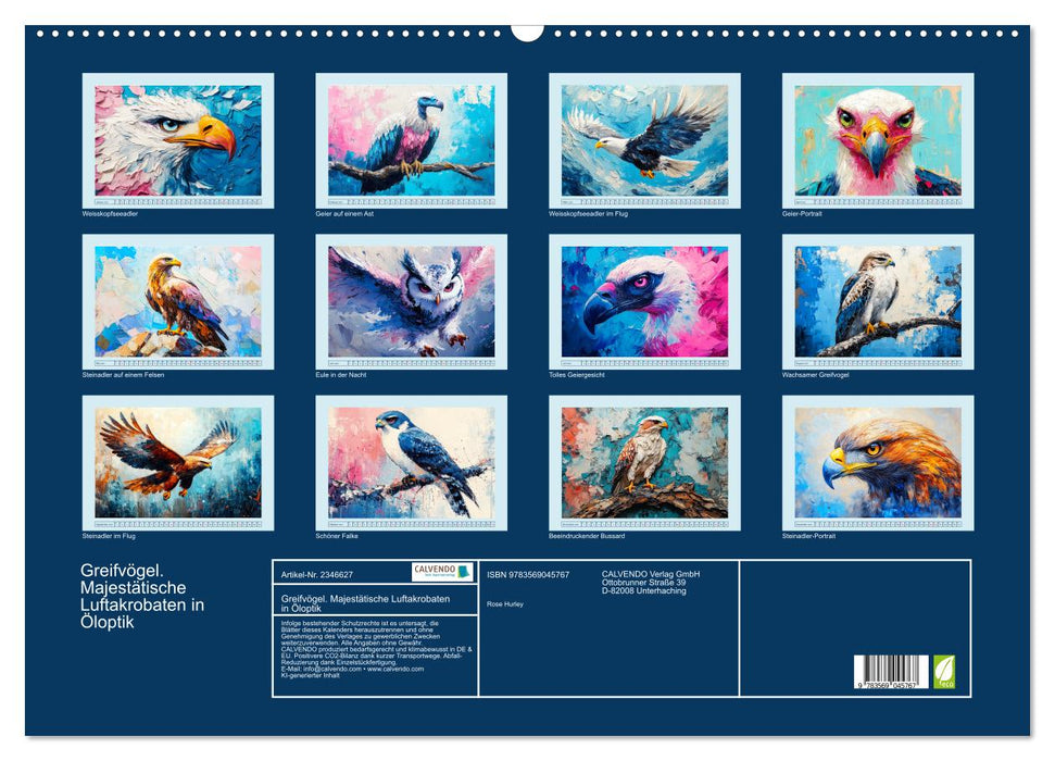 Greifvögel. Majestätische Luftakrobaten in Öloptik (CALVENDO Wandkalender 2027)
