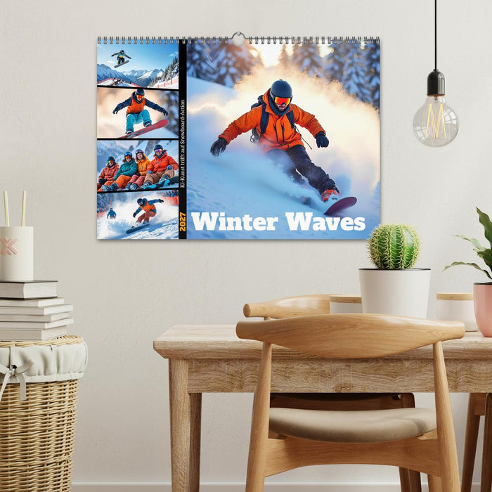 Winter Waves - KI-Kunst trifft auf Snowboard-Action (CALVENDO Wandkalender 2027)