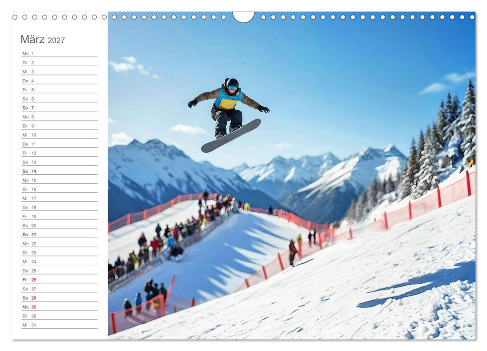 Winter Waves - KI-Kunst trifft auf Snowboard-Action (CALVENDO Wandkalender 2027)